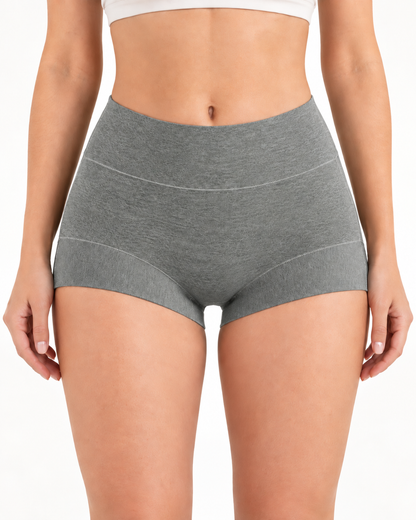 3-Pack Pure Cotton High Waist Tummy Control Antibacterial Elastic Boxer Briefs