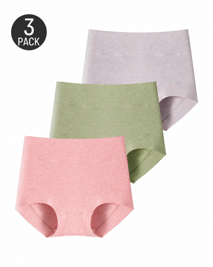 3-Pack Pure Cotton High Waist Tummy Control Antibacterial Elastic Boxer Briefs