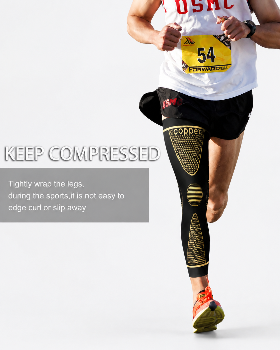 Anti-Slip Knee Pads Copper Fiber Compression Sports Leg Warmers