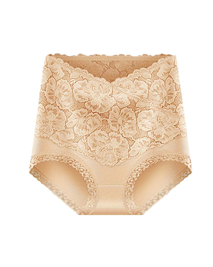 Women's High-waisted Tummy-controlling Lace Cotton Comfortable Breathable Panties