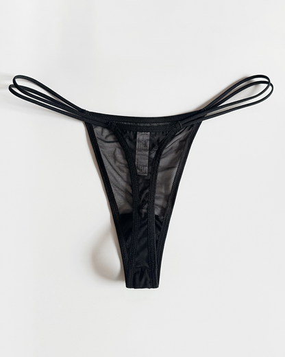 3-Pack Rhinestone Heart Sheer Mesh Thong Panties