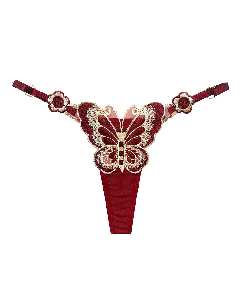 Sexy Butterfly Embroidered Low-rise Thong
