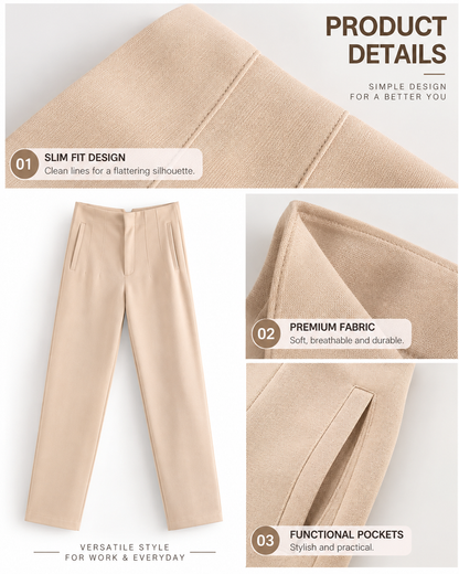 High-Waisted Tailored Straight-Leg Pants