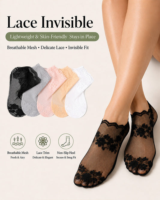 5-Pairs Lace Breathable Cotton Bottom Anti-Slip Socks