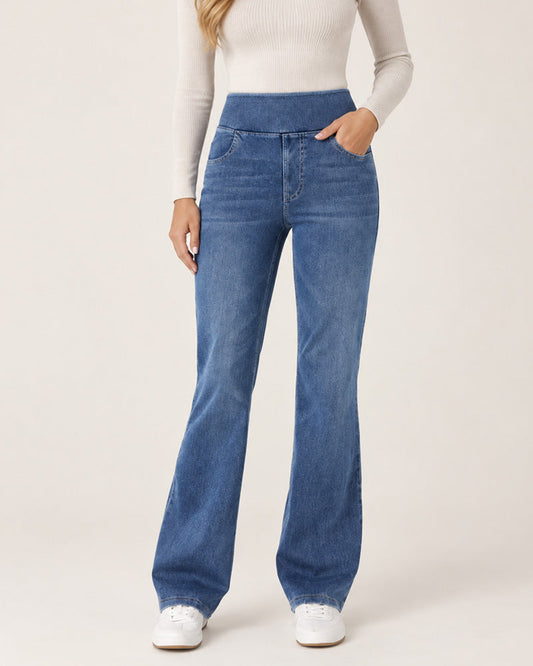 Casual High Waist Washed Bootcut Jeans