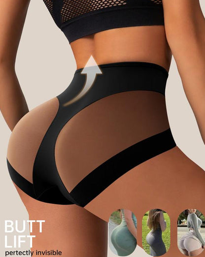 Sexy Stretchy Mesh Patchwork Tummy Control Butt Lifting Panties