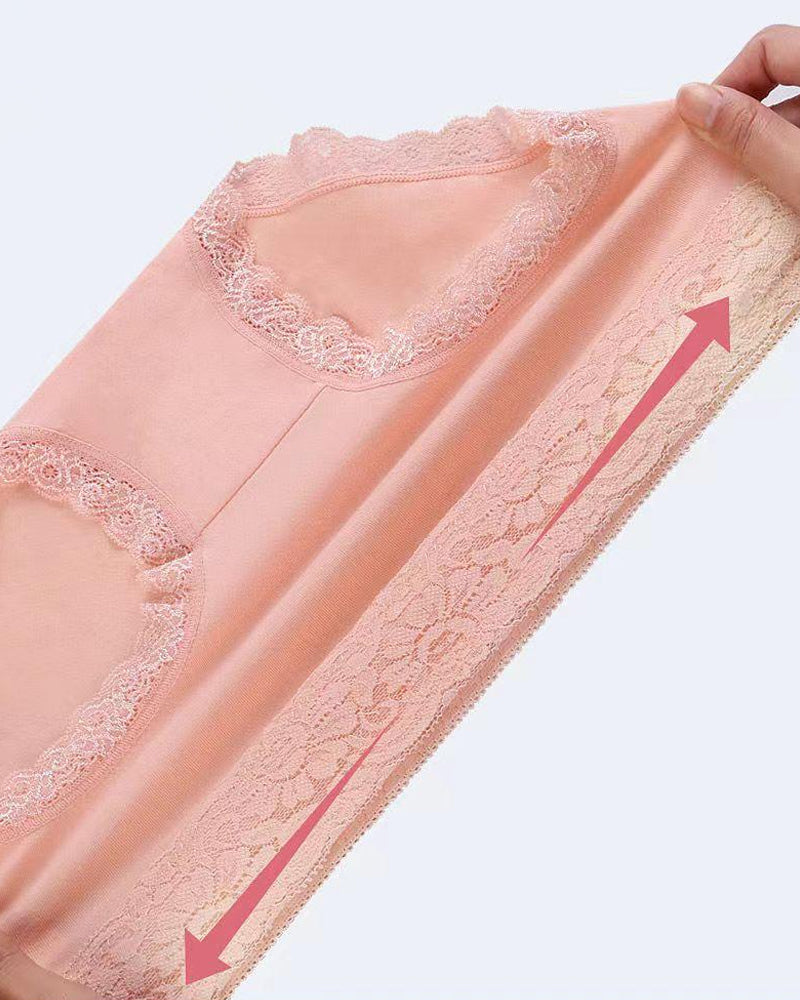 Women's Pure Cotton Breathable Skin-friendly Lace Trim Tummy Control Panties