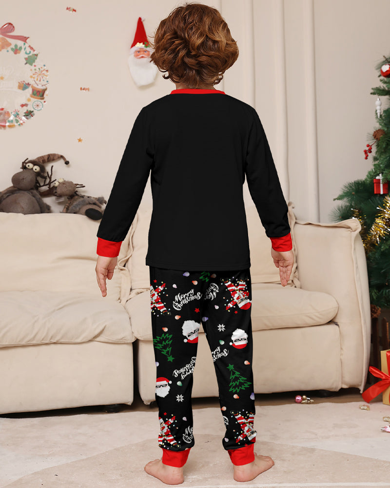 Santa Claus Colored Light Bulb Print Home Wear Parent-Child Pajama Set