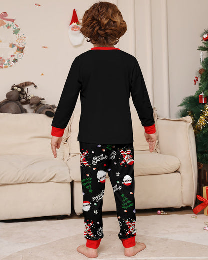 Santa Claus Colored Light Bulb Print Home Wear Parent-Child Pajama Set