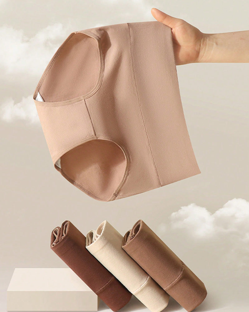 Women's Cotton Skin-Friendly Breathable Slim High Waist Elastic Solid Color Underwear
