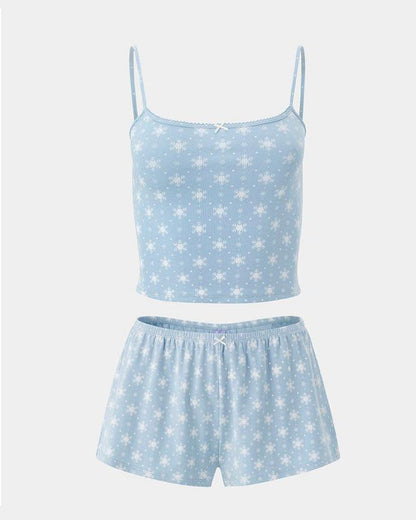 Christmas Comfortable Casual Stretch Vest Shorts Loungewear Set