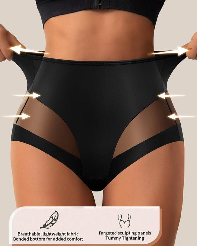 Sexy Stretchy Mesh Patchwork Tummy Control Butt Lifting Panties