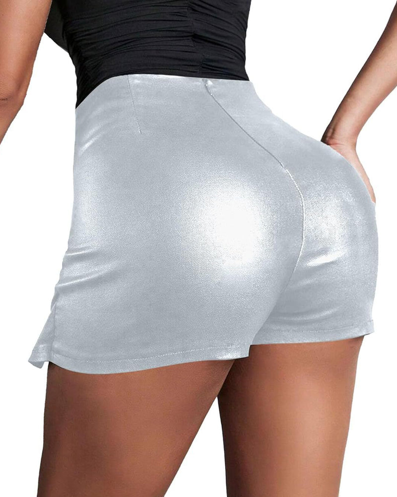 High-waisted PU Leather Tight-fitting Skirt Shorts