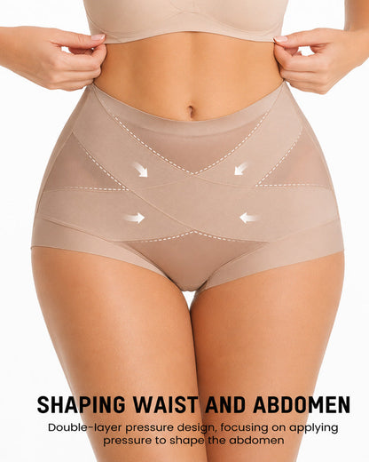 3-Pack High Waist Cross Compression Sheer Mesh Shaping Panties