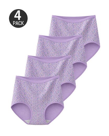 4-Pack High Waist Cotton Printed Loose Stretch Briefs