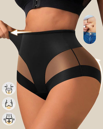 Sexy Stretchy Mesh Patchwork Tummy Control Butt Lifting Panties