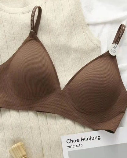 Deep V Seamless Letter Thin Straps Wire-Free Comfort Bra
