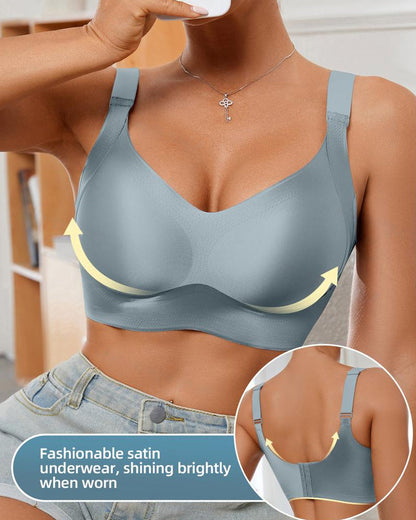 Women's Solid Color Adjustable Wire-Free Seamless Push-Up Breathable Bra
