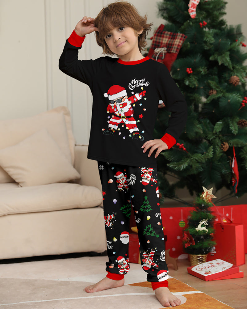 Santa Claus Colored Light Bulb Print Home Wear Parent-Child Pajama Set