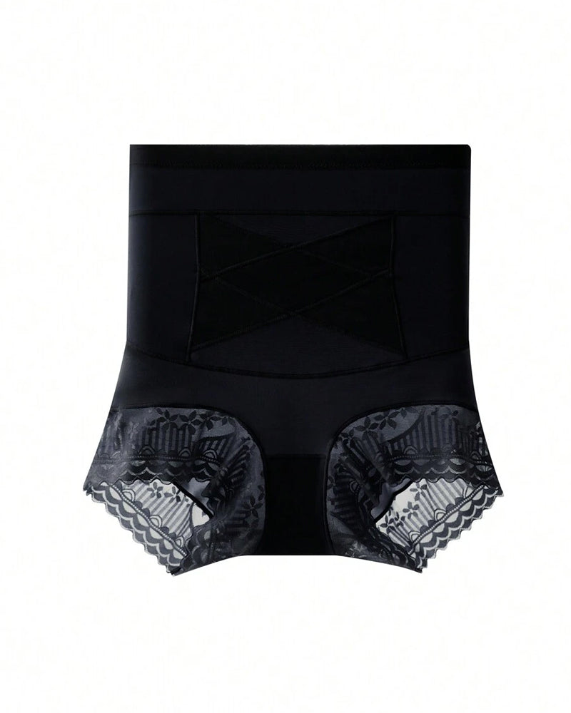 Women's High-waisted Tummy-control Butt-lifting Lace-trim Shaping Panties