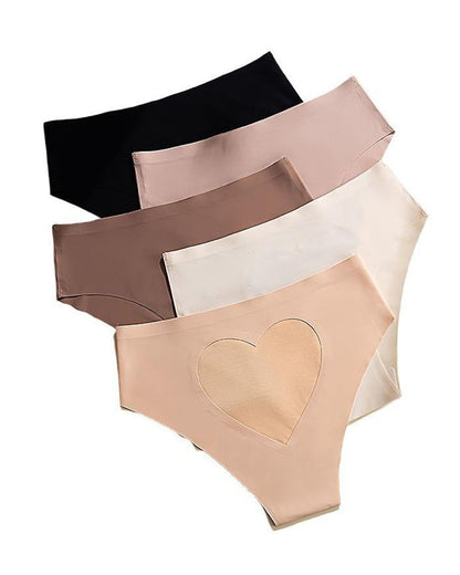 Sheer Mesh Sexy Heart-shaped Cutout Stretchy Seamless Panties