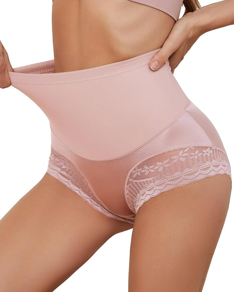 Women's High Waist Lace Thin Tummy Control Seamless Body Shaping Panties