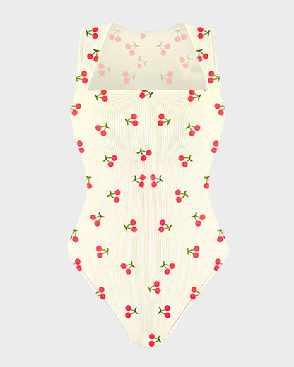 Ribbed Strappy Square Neck Bodysuits
