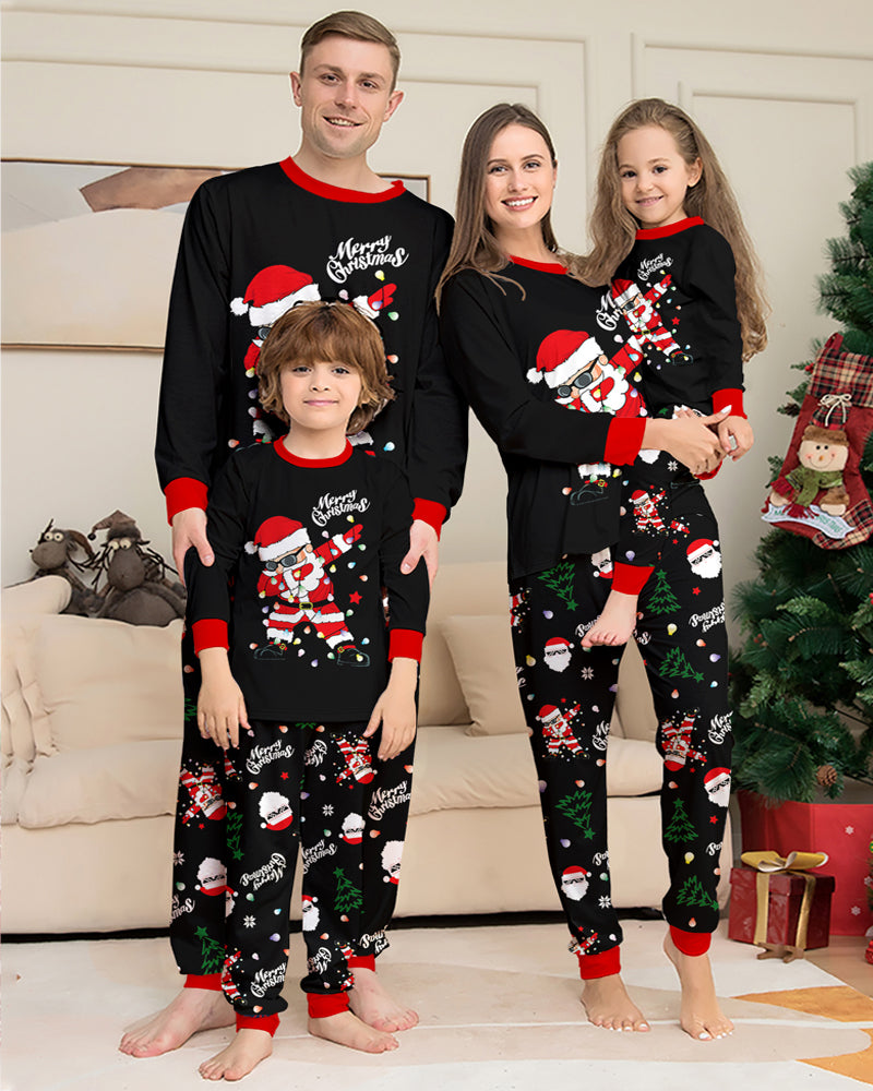 Santa Claus Colored Light Bulb Print Home Wear Parent-Child Pajama Set
