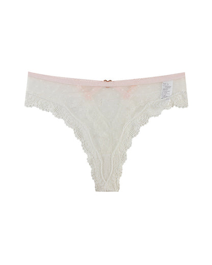 Sexy Polka Dot Lace Cutout See-through Thong