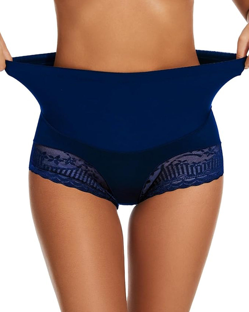 Women's High Waist Lace Thin Tummy Control Seamless Body Shaping Panties