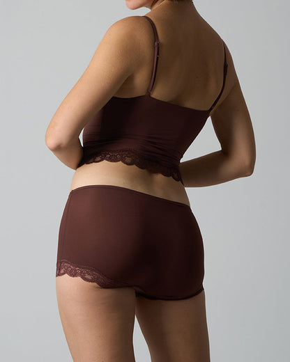 Sexy Skin-friendly Lace Trim V-neck Camisole and Boyshorts Underwear Set
